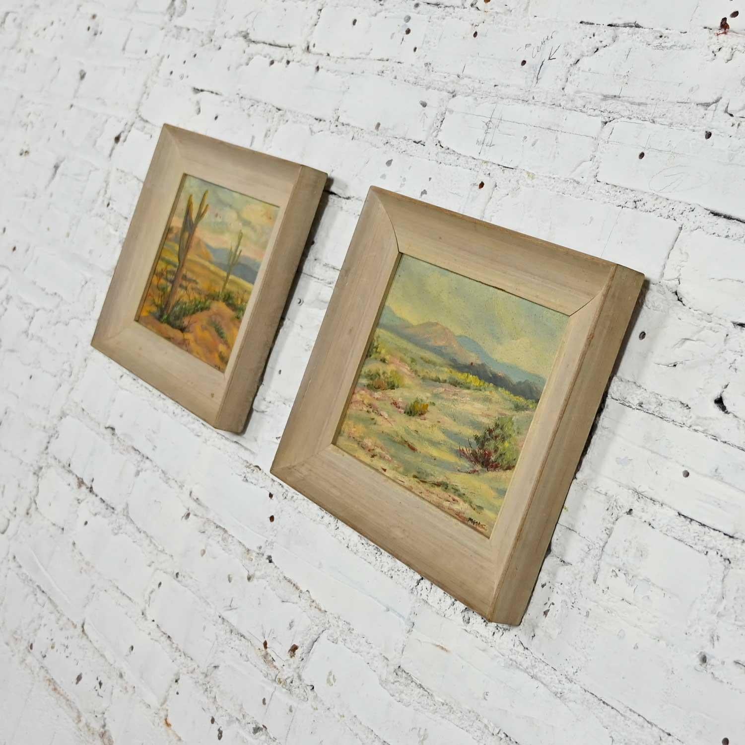 Vintage Pair of Mid-Century California Desert Oil Paintings by H. Meade  In Good Condition In Topeka, KS