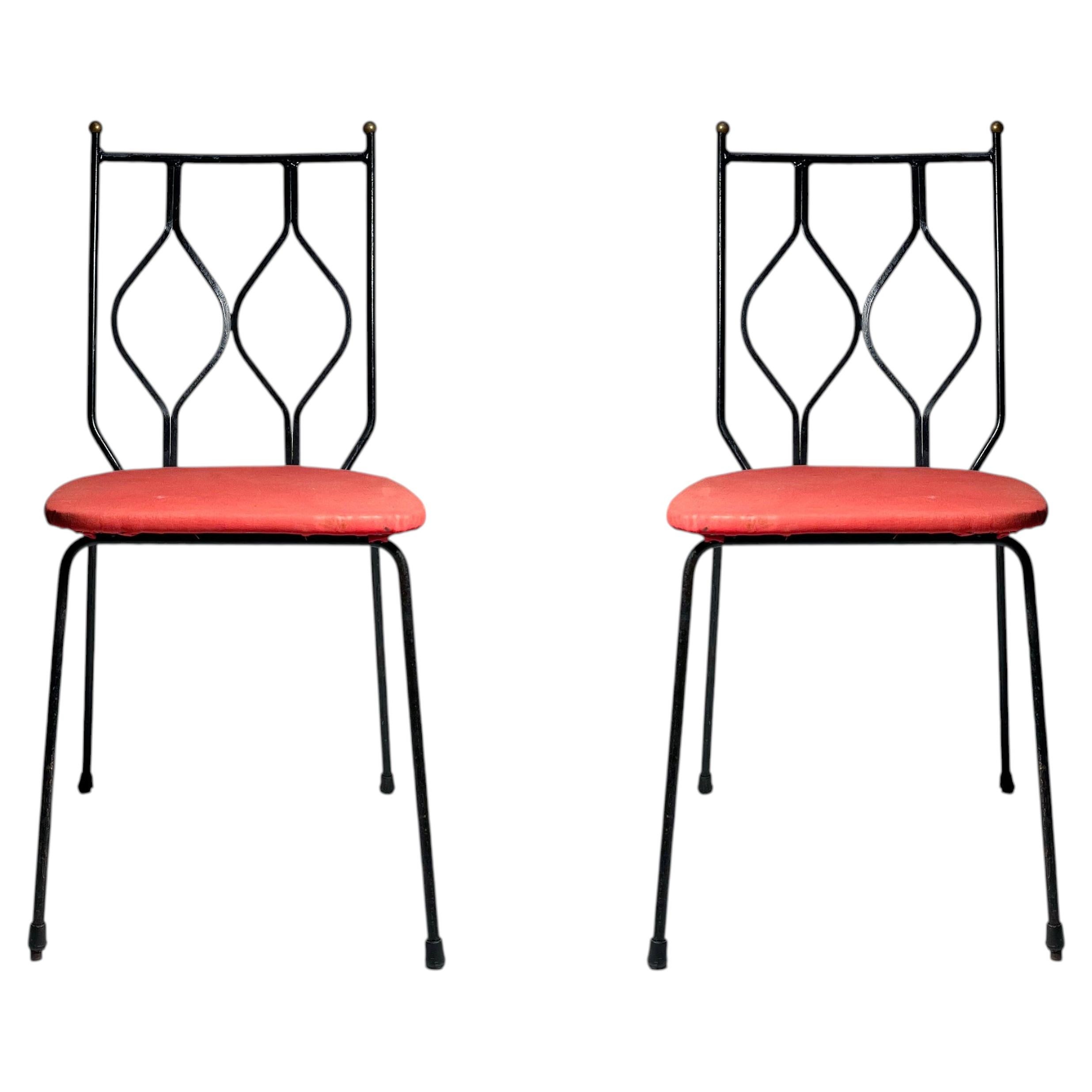 Vintage PAIR of Mid century Iron Chairs
