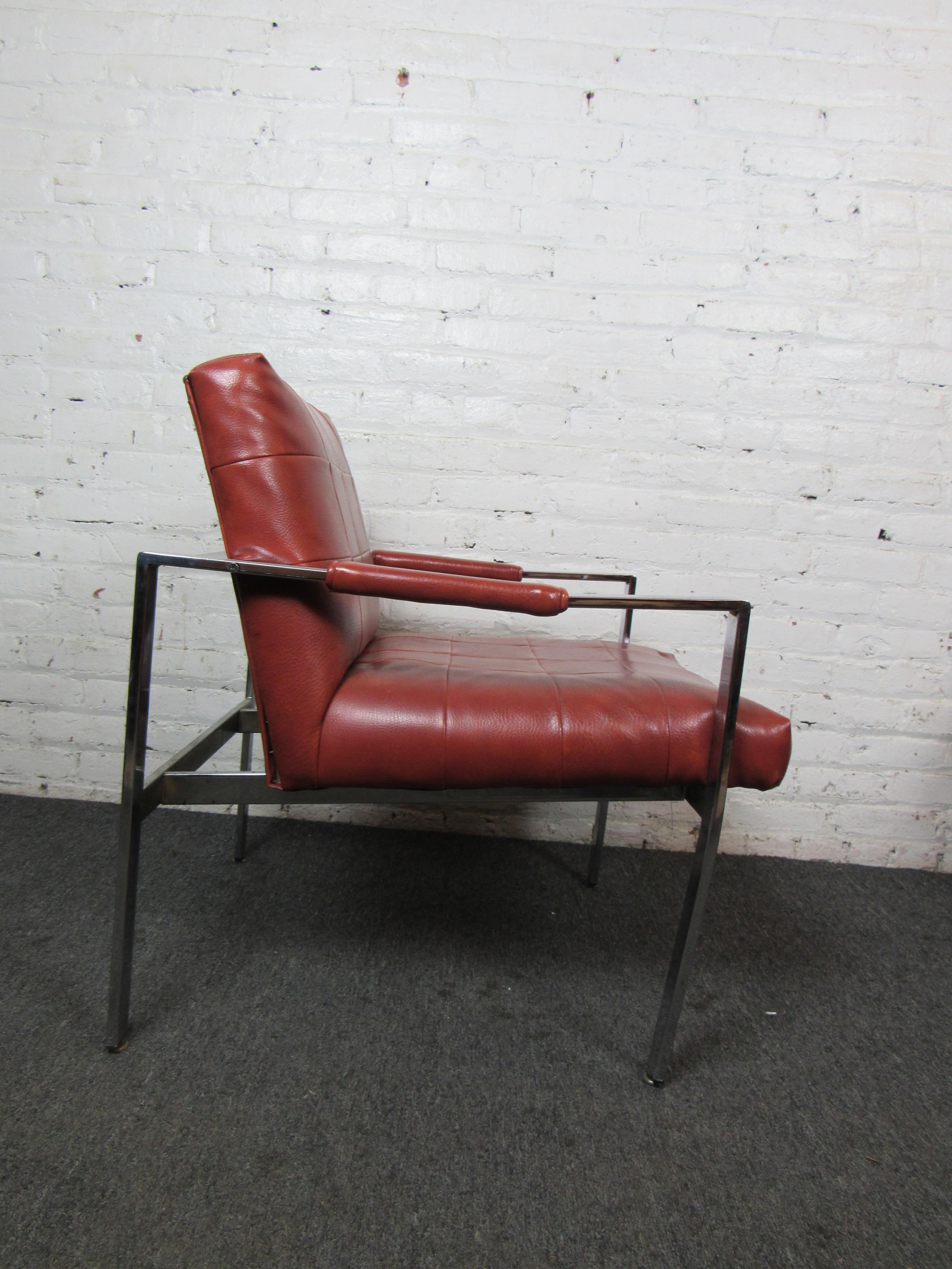 Pair of Leather & Chrome Armchairs by Milo Baughman for Thayer Coggin For Sale 5