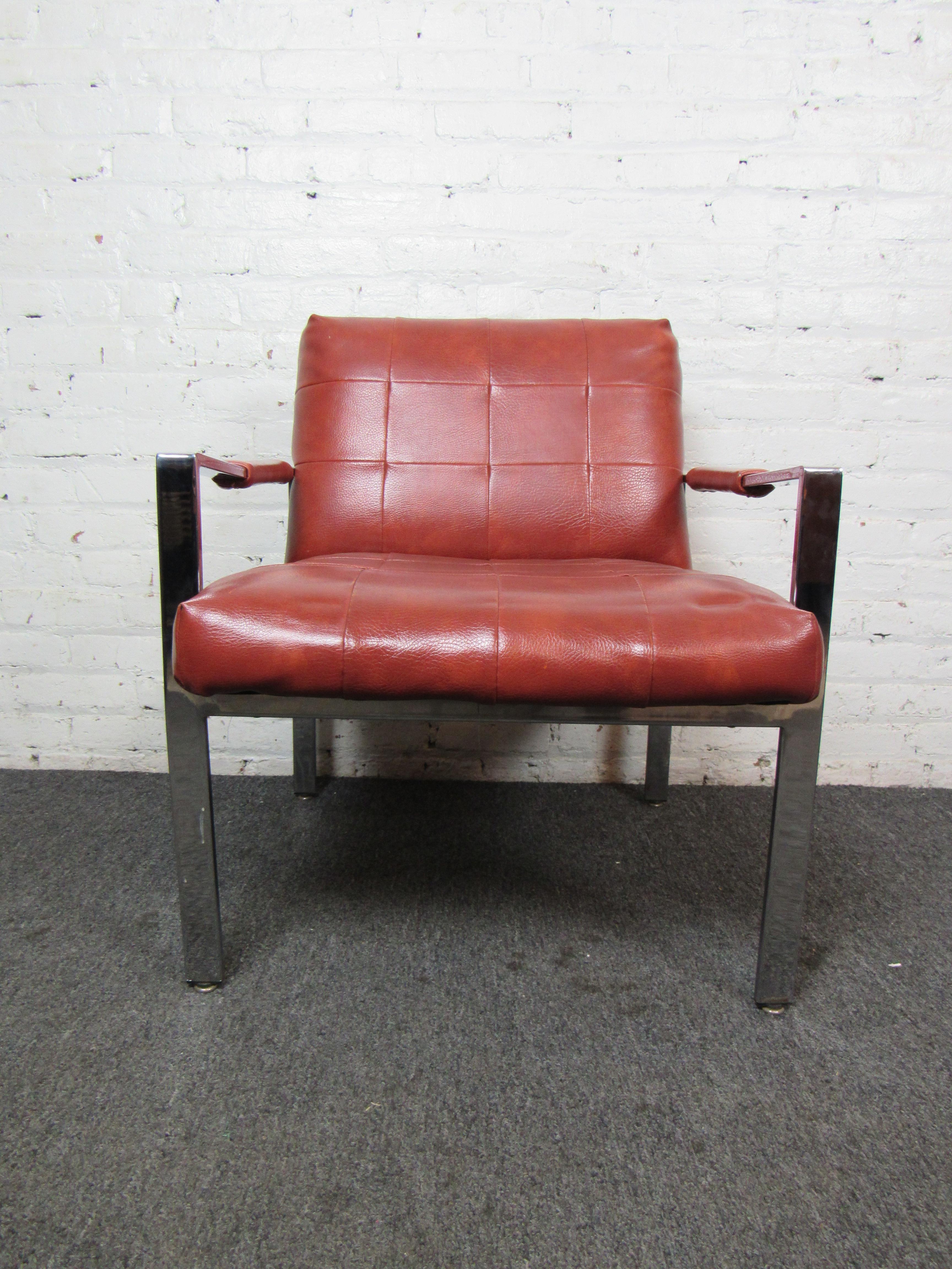 Pair of Leather & Chrome Armchairs by Milo Baughman for Thayer Coggin For Sale 2
