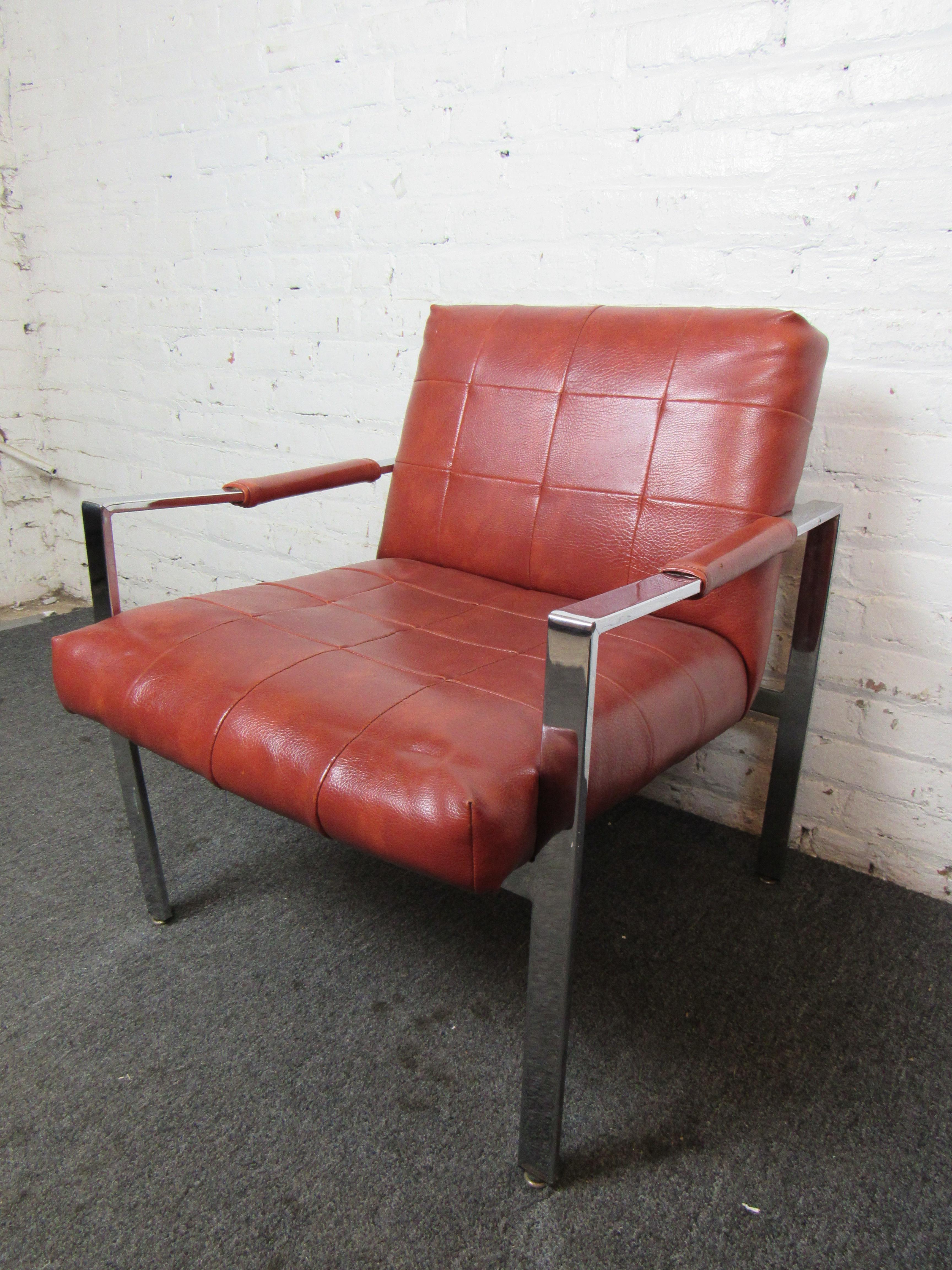 Pair of Leather & Chrome Armchairs by Milo Baughman for Thayer Coggin For Sale 3