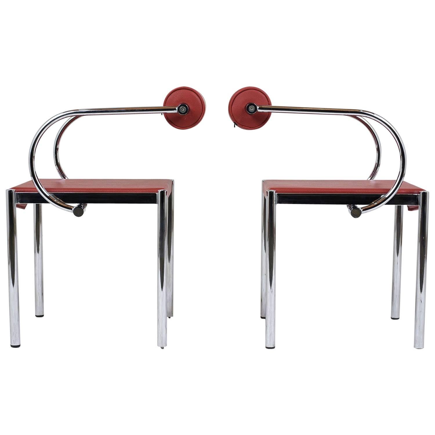 Vintage Pair of Mid-Century Modern Chrome Armchairs