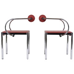 Vintage Pair of Mid-Century Modern Chrome Armchairs