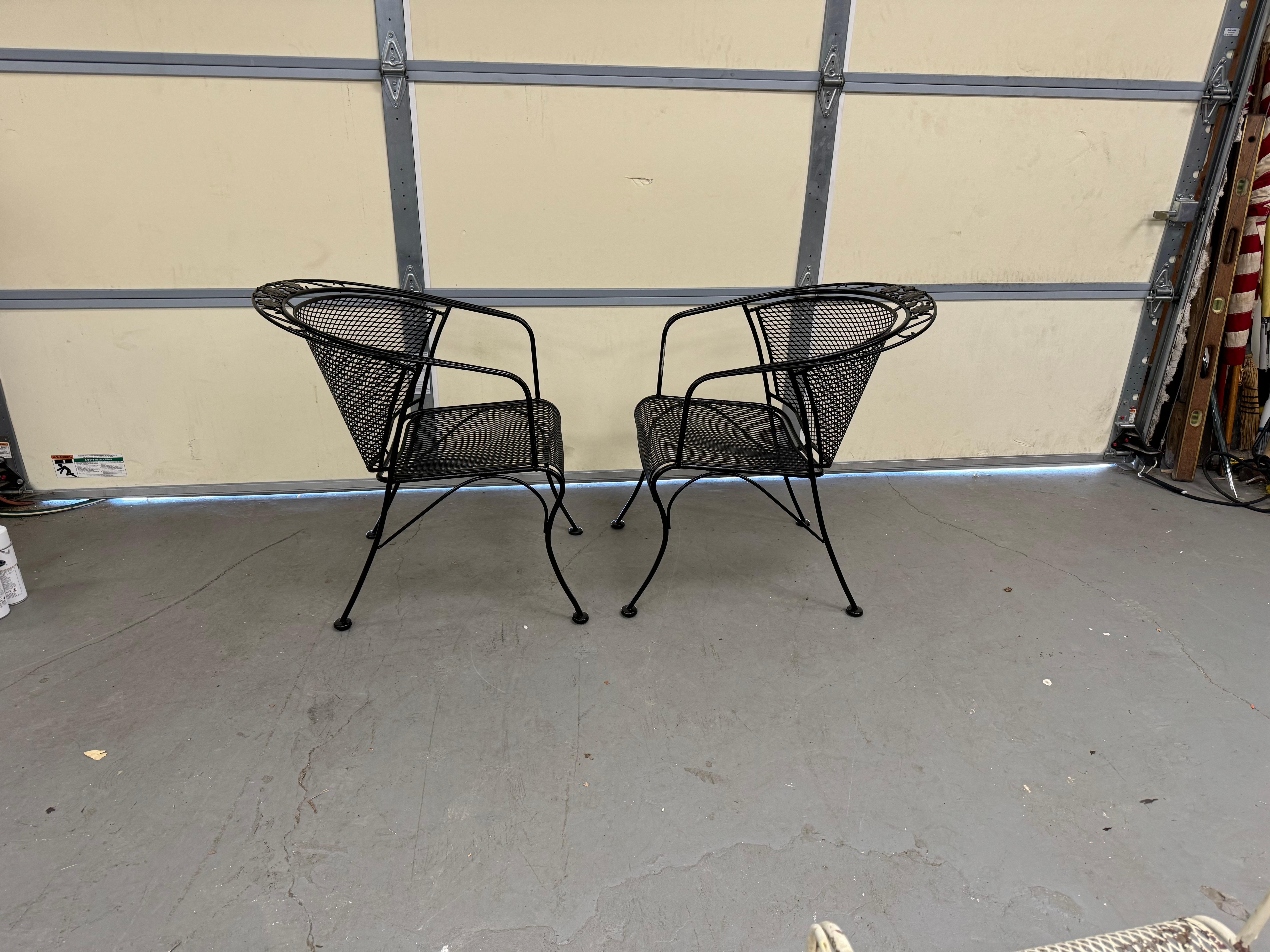 Vintage Pair of  Mid-Century Salterini Curve Back Outdoor Arm Chairs A For Sale 5