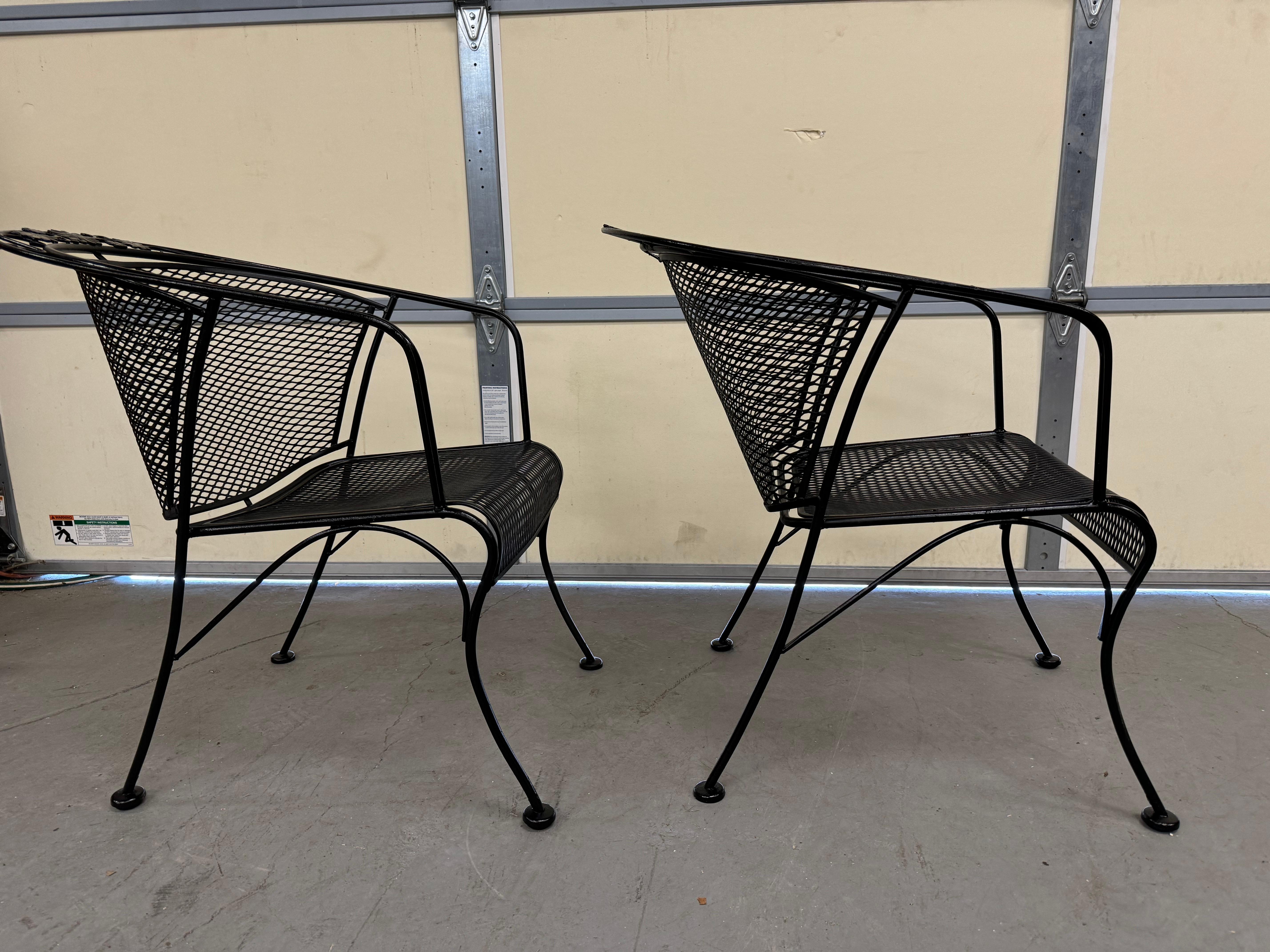Vintage Pair of  Mid-Century Salterini Curve Back Outdoor Arm Chairs A For Sale 12