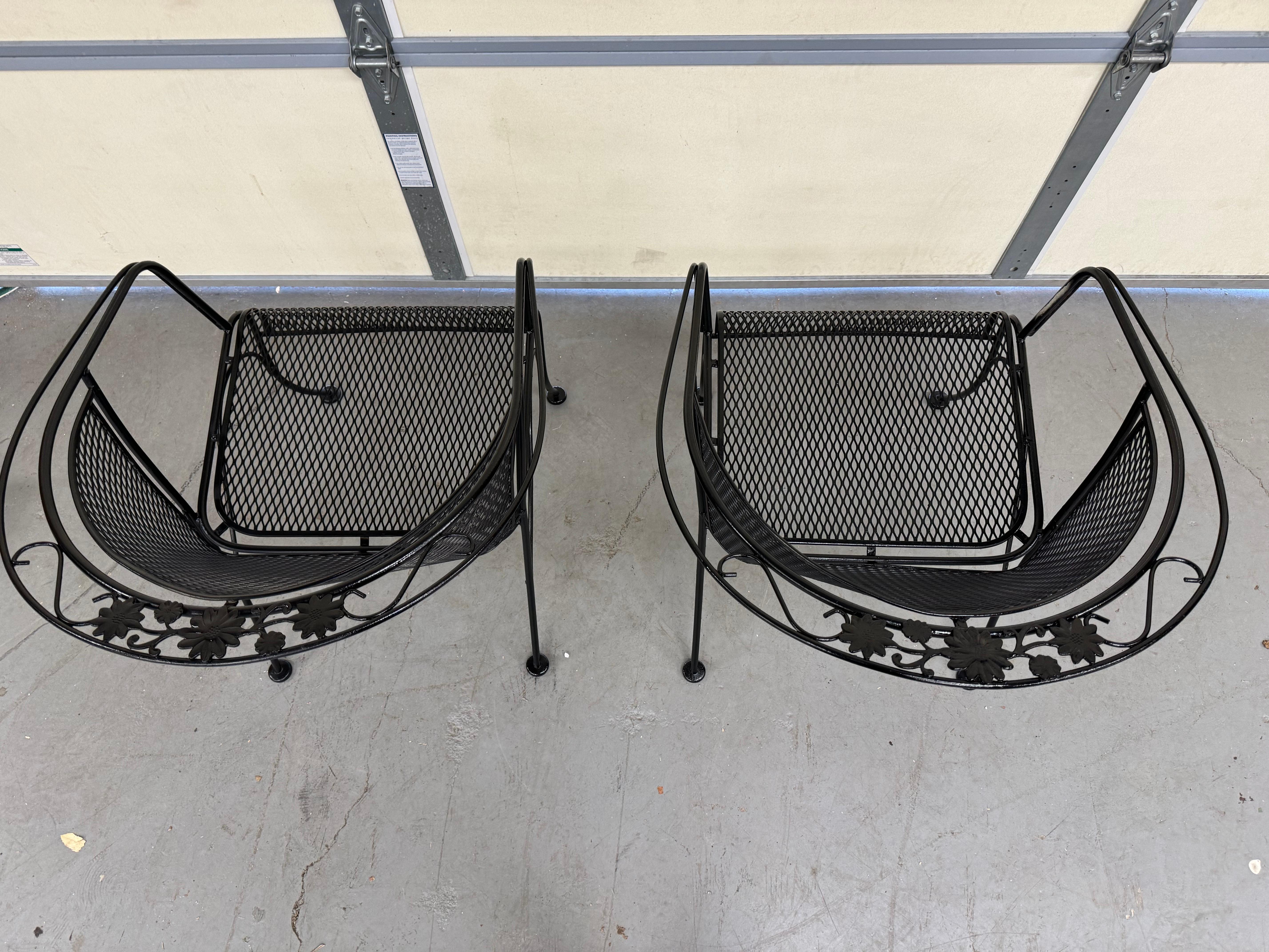 Vintage Pair of  Mid-Century Salterini Curve Back Outdoor Arm Chairs A For Sale 1