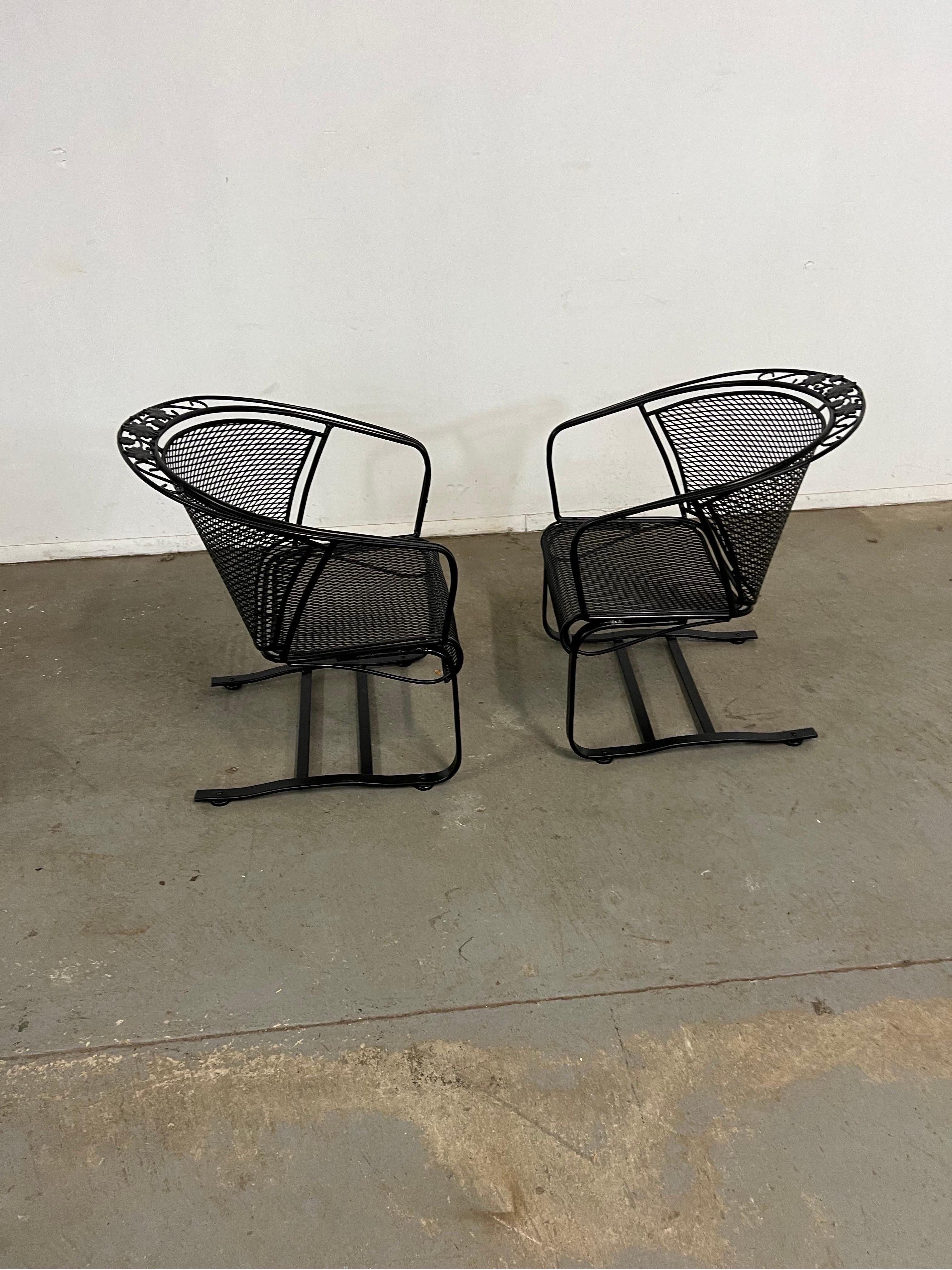 Mid-Century Modern Vintage Pair of Mid-Century Salterini Curve Back Outdoor Cantilever/Springers B For Sale