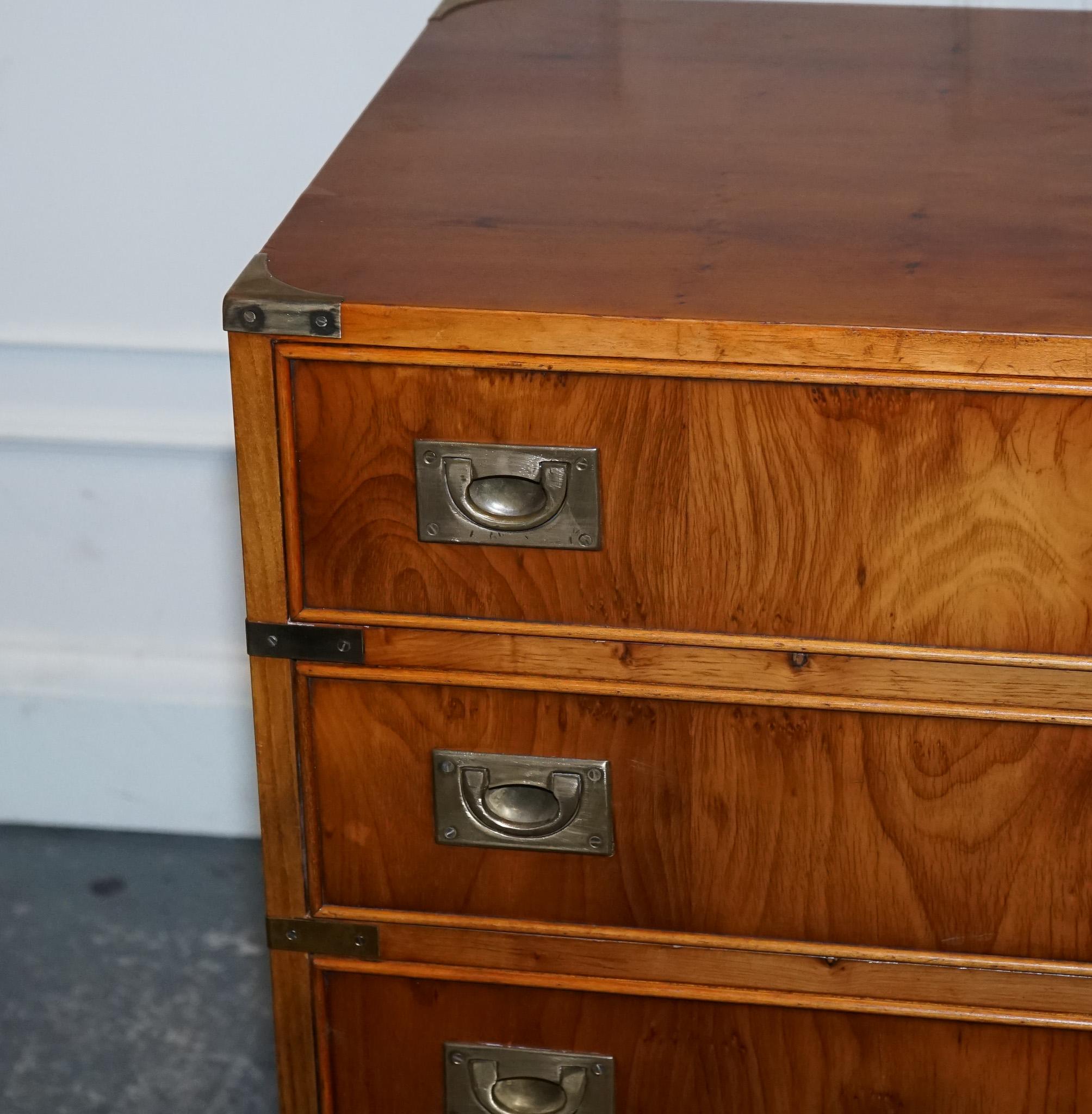 VINTAGE PAIR OF MILITARY CAMPAIGN SECRETARY CHEST OF DRAWERS WiTH BRASS HANDLES 3