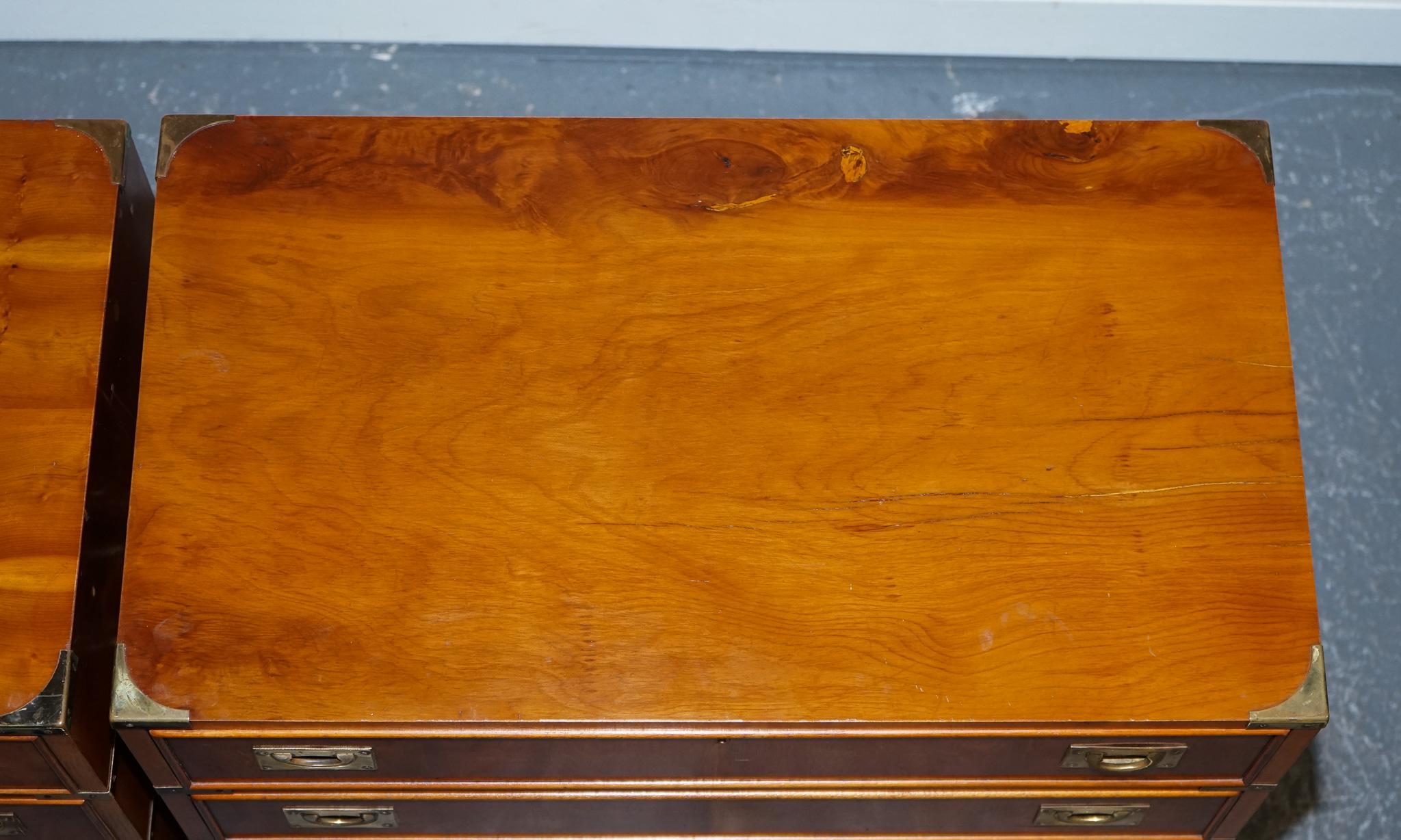 VINTAGE PAIR OF MILITARY CAMPAIGN SECRETARY CHEST OF DRAWERS WiTH BRASS HANDLES 6