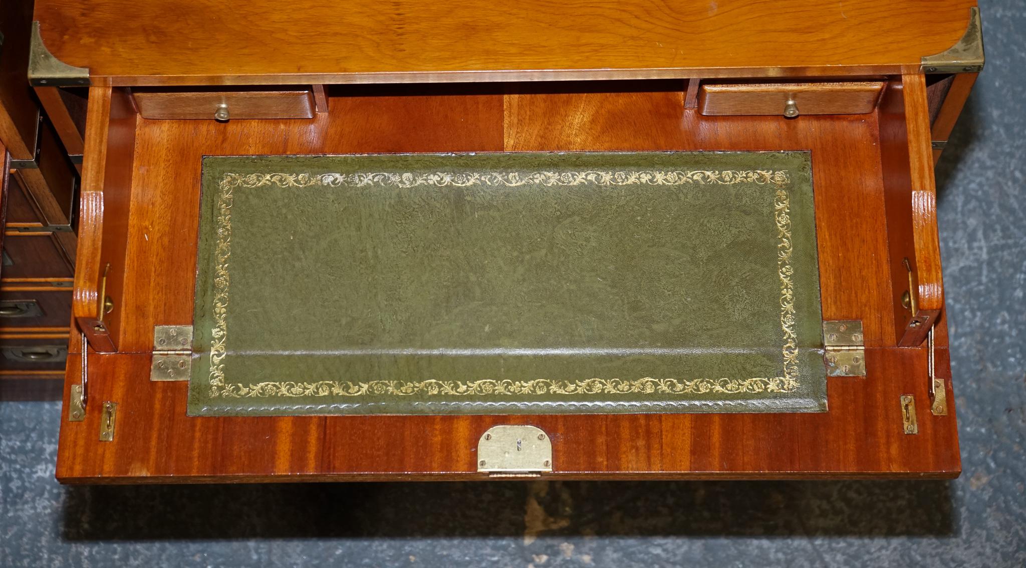 VINTAGE PAIR OF MILITARY CAMPAIGN SECRETARY CHEST OF DRAWERS WiTH BRASS HANDLES 8
