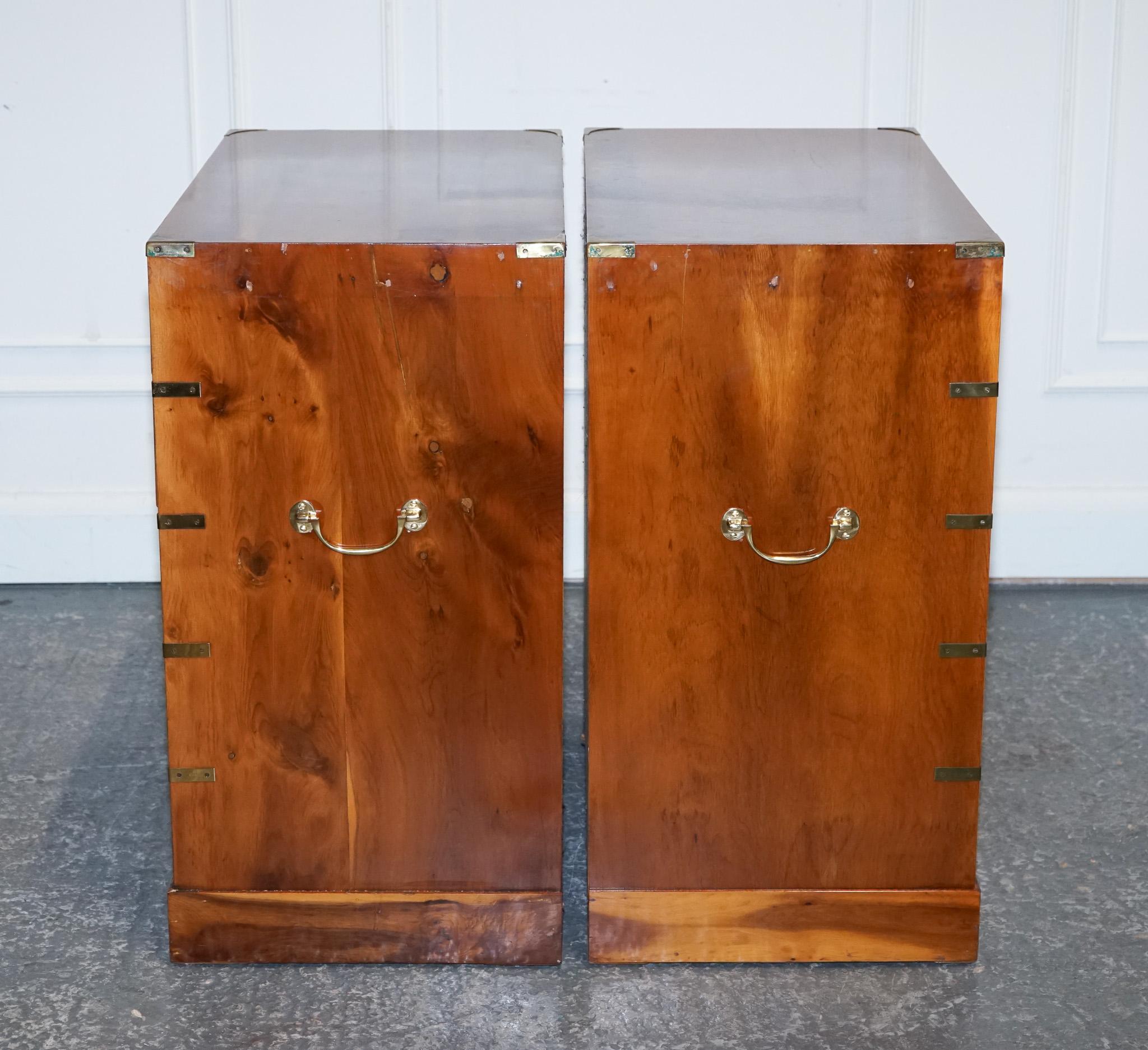 VINTAGE PAIR OF MILITARY CAMPAIGN SECRETARY CHEST OF DRAWERS WiTH BRASS HANDLES 9
