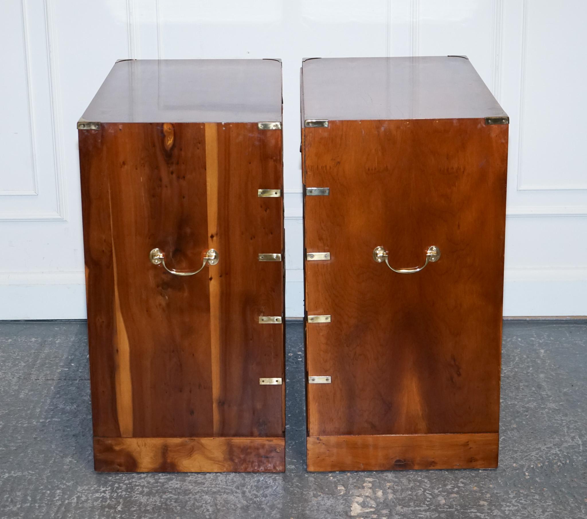 VINTAGE PAIR OF MILITARY CAMPAIGN SECRETARY CHEST OF DRAWERS WiTH BRASS HANDLES 11