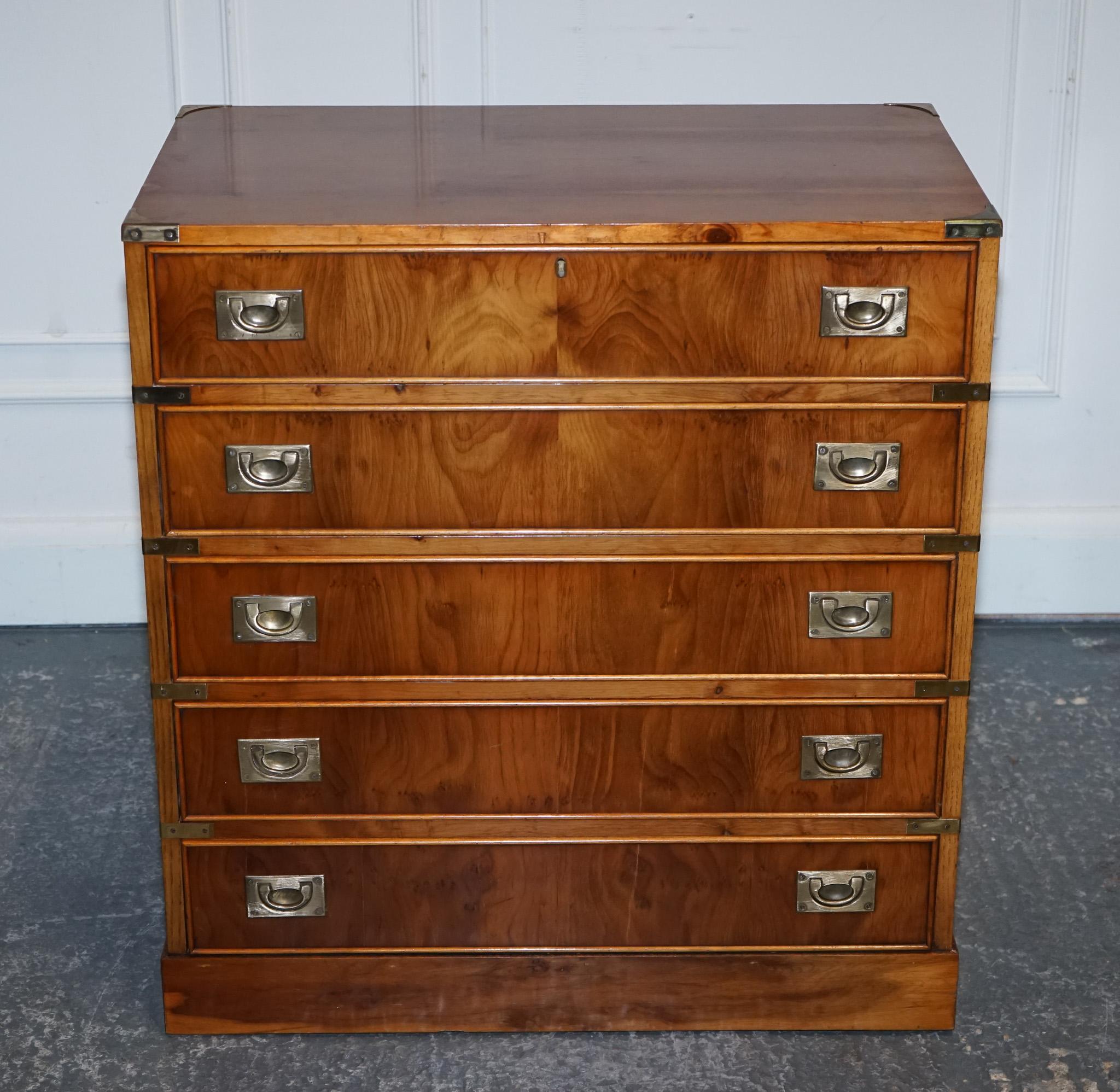 Leather VINTAGE PAIR OF MILITARY CAMPAIGN SECRETARY CHEST OF DRAWERS WiTH BRASS HANDLES