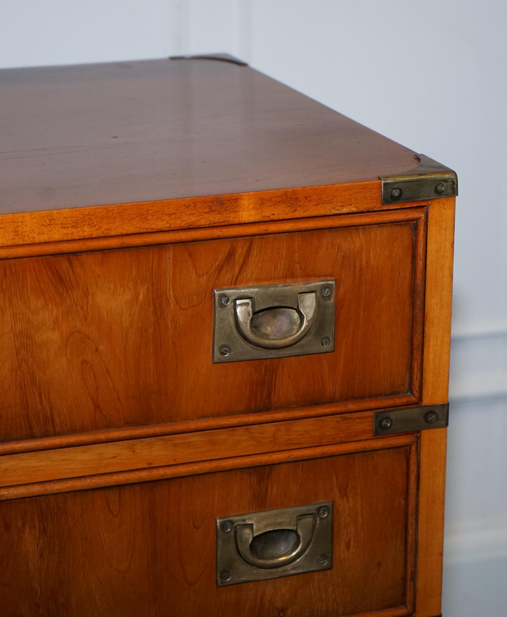 VINTAGE PAIR OF MILITARY CAMPAIGN SECRETARY CHEST OF DRAWERS WiTH BRASS HANDLES 1