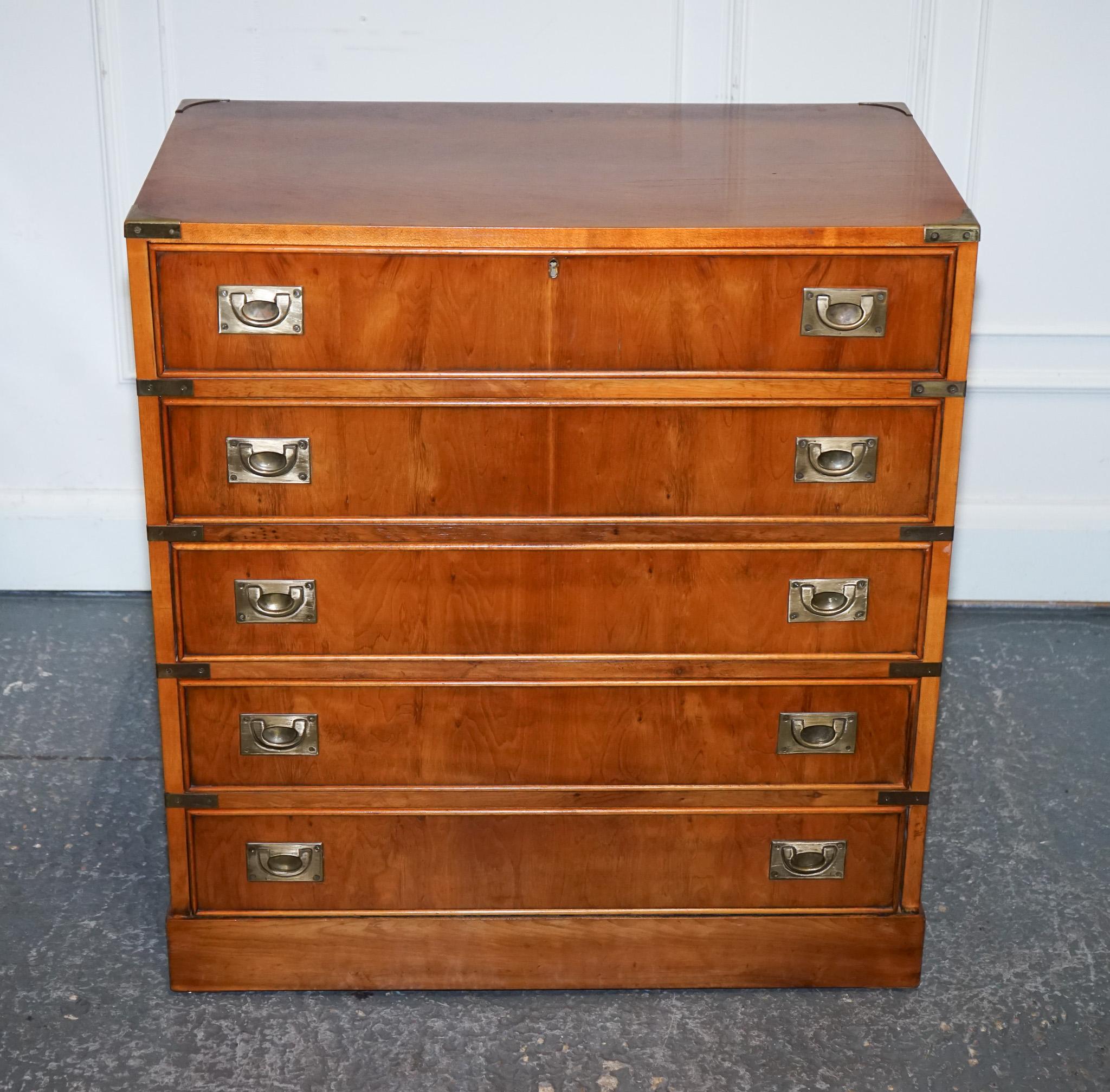 VINTAGE PAIR OF MILITARY CAMPAIGN SECRETARY CHEST OF DRAWERS WiTH BRASS HANDLES 2