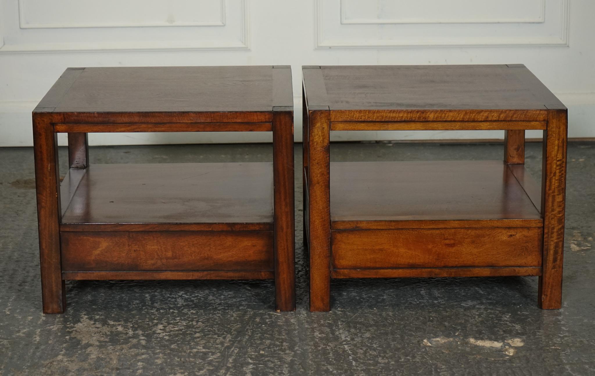 VINTAGE PAIR OF MILITARY CAMPAIGN TWO TIER BEDSIDE SiDE END TABLES 5