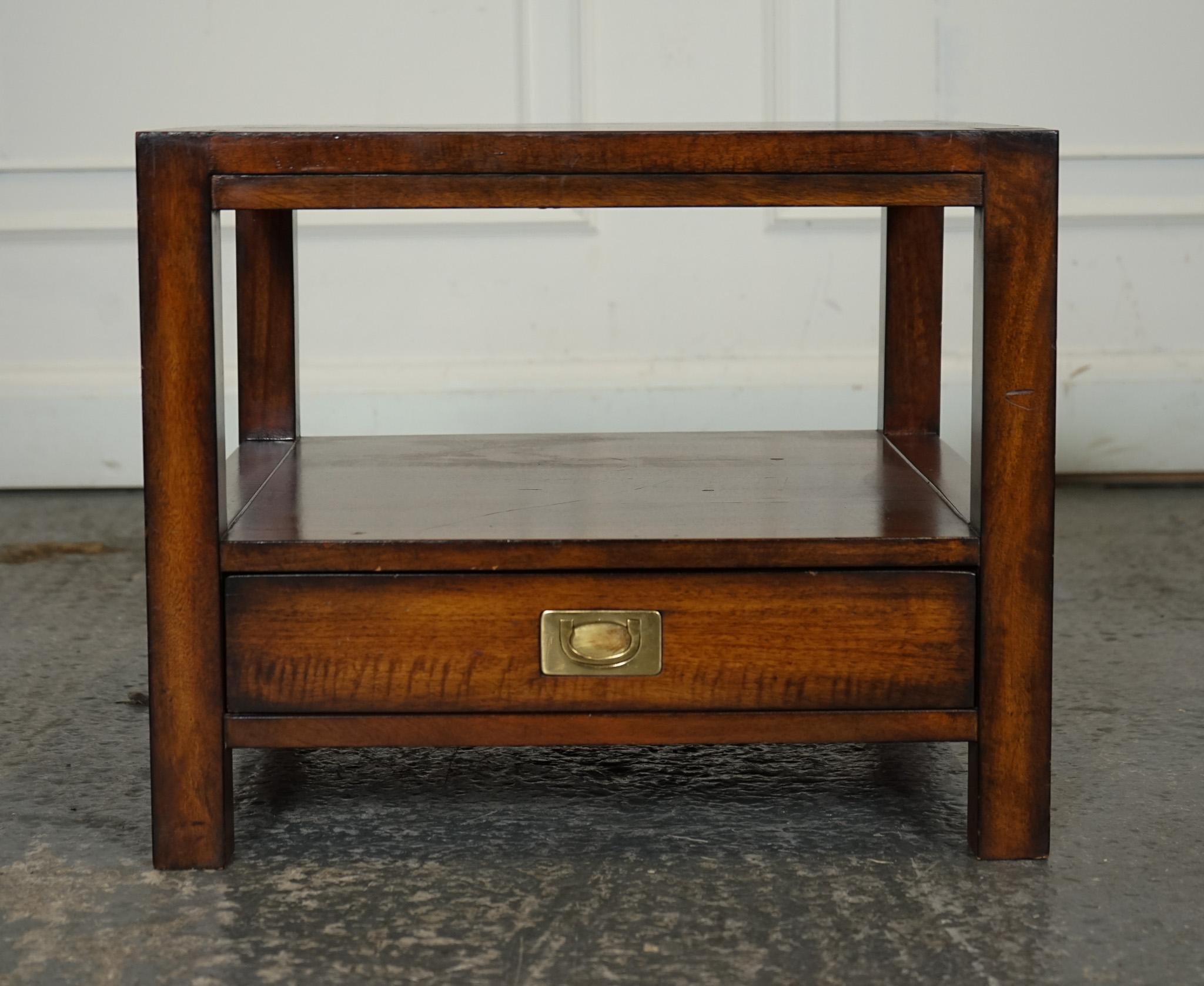 Hand-Crafted VINTAGE PAIR OF MILITARY CAMPAIGN TWO TIER BEDSIDE SiDE END TABLES