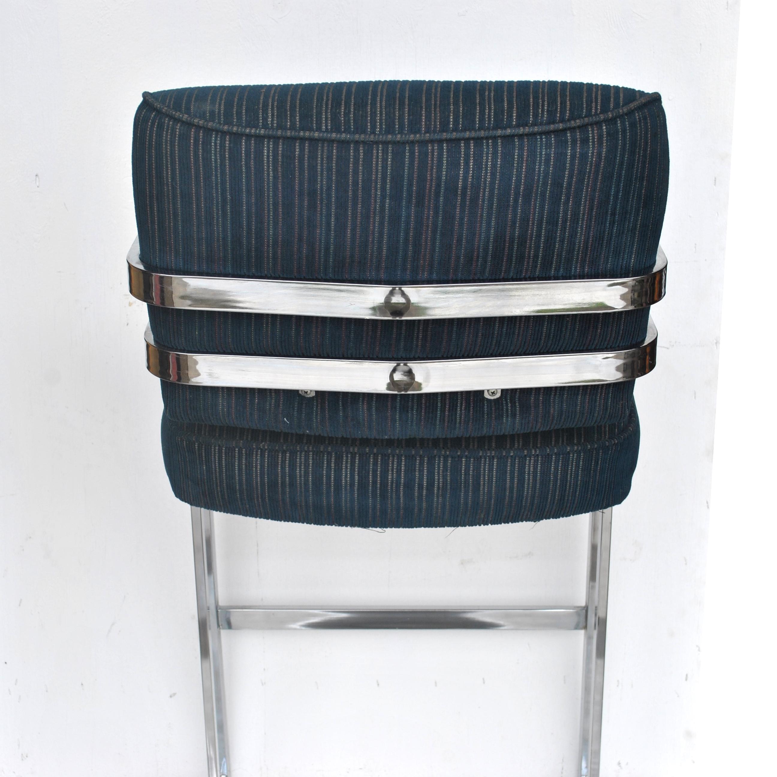 Vintage Pair of Cal-Style Chrome Cantilever Stools, after Arthur Umanoff 2