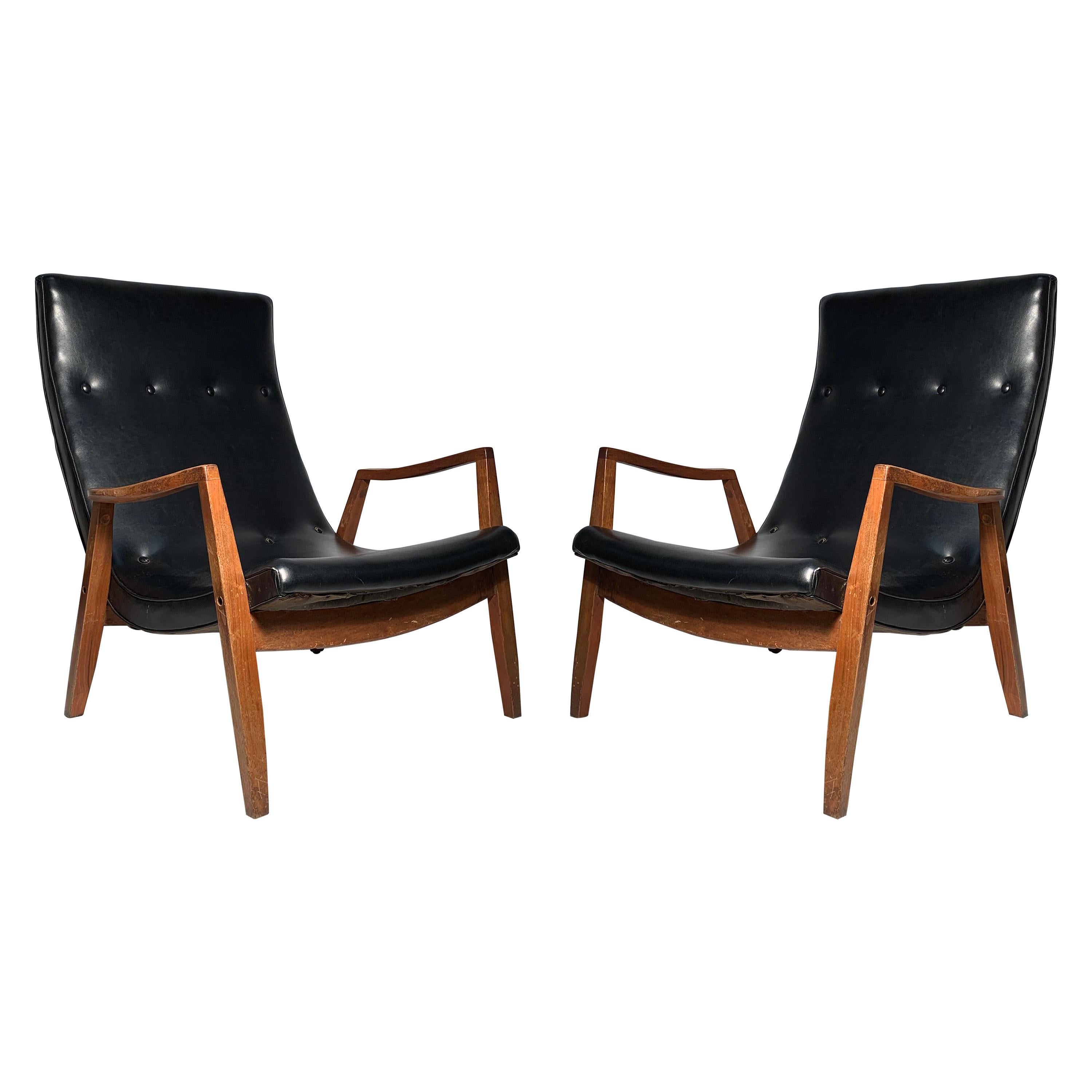 Vintage Pair of Milo Baughman Scoop Lounge Chairs