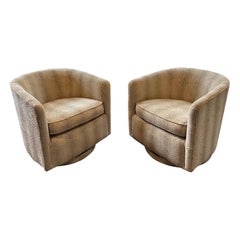 Vintage Pair of Milo Baughman Style Swivel Chairs