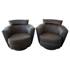 modern swivel barrel chair Vintage Pair of Modern Swivel Barrel Tub Arm Chairs Armchairs