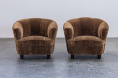 Vintage Pair Of Mohair Lounge Chairs From Denmark, Circa 1960