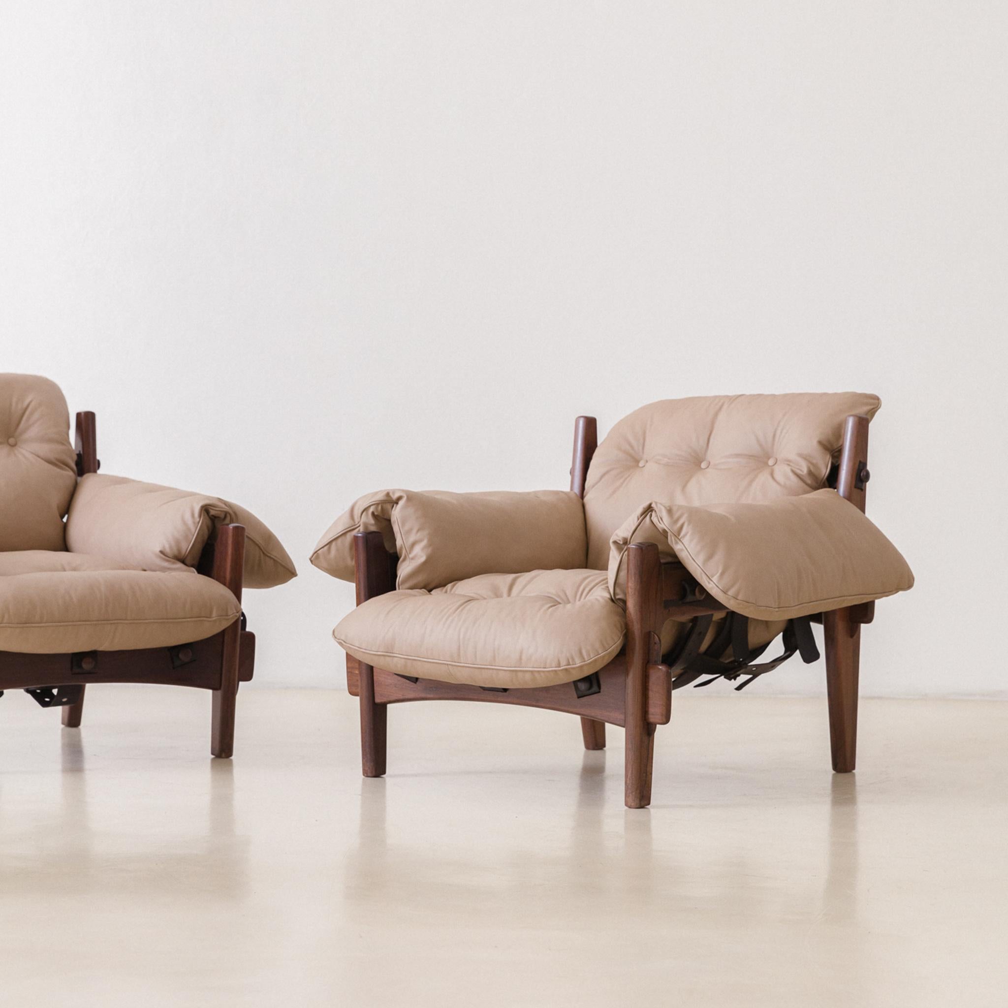 Paire de fauteuils vintage en bois de rose Moleca de Sergio Rodrigues, 1962, Brésil en vente 2