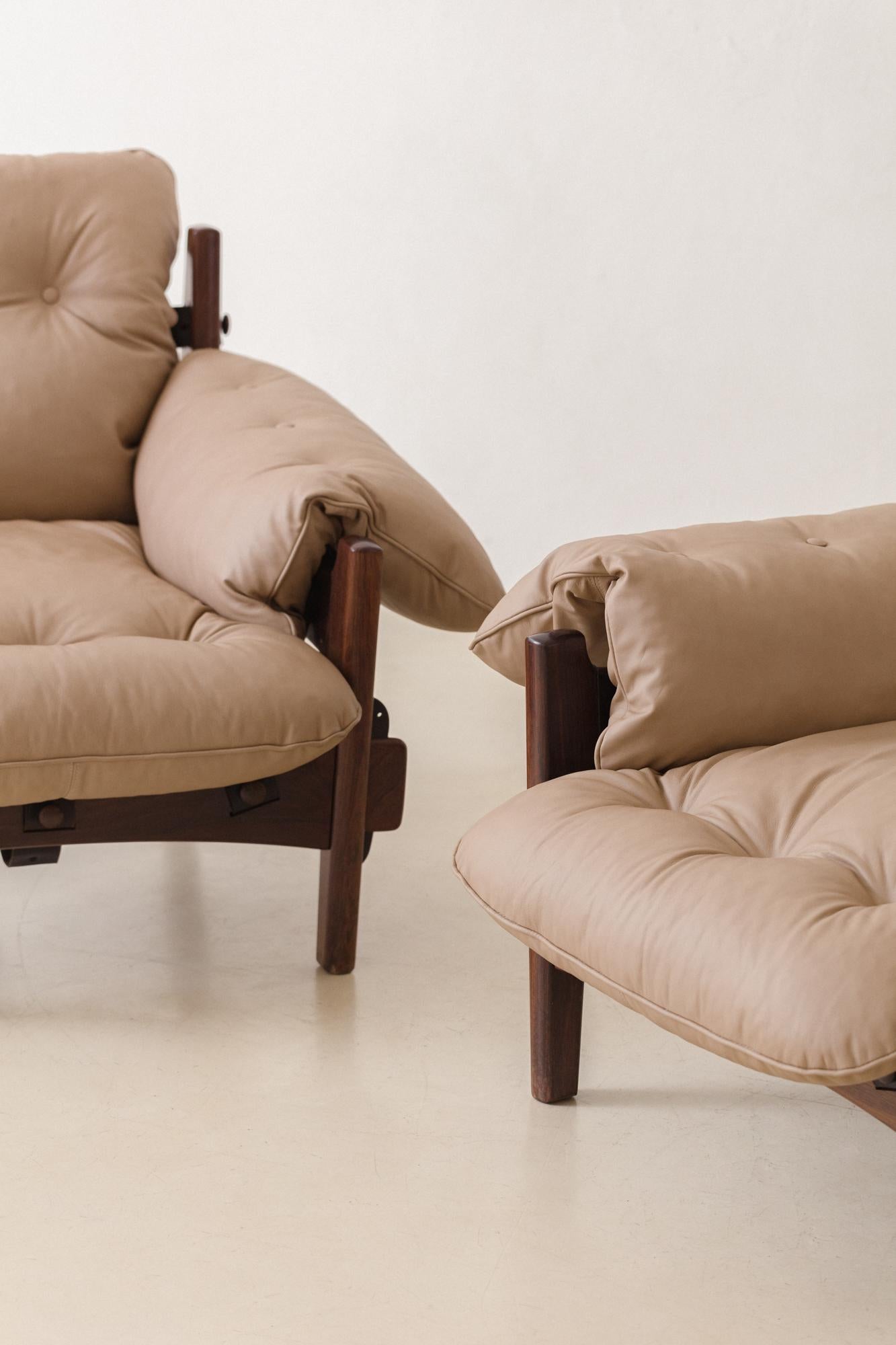 Paire de fauteuils vintage en bois de rose Moleca de Sergio Rodrigues, 1962, Brésil en vente 3