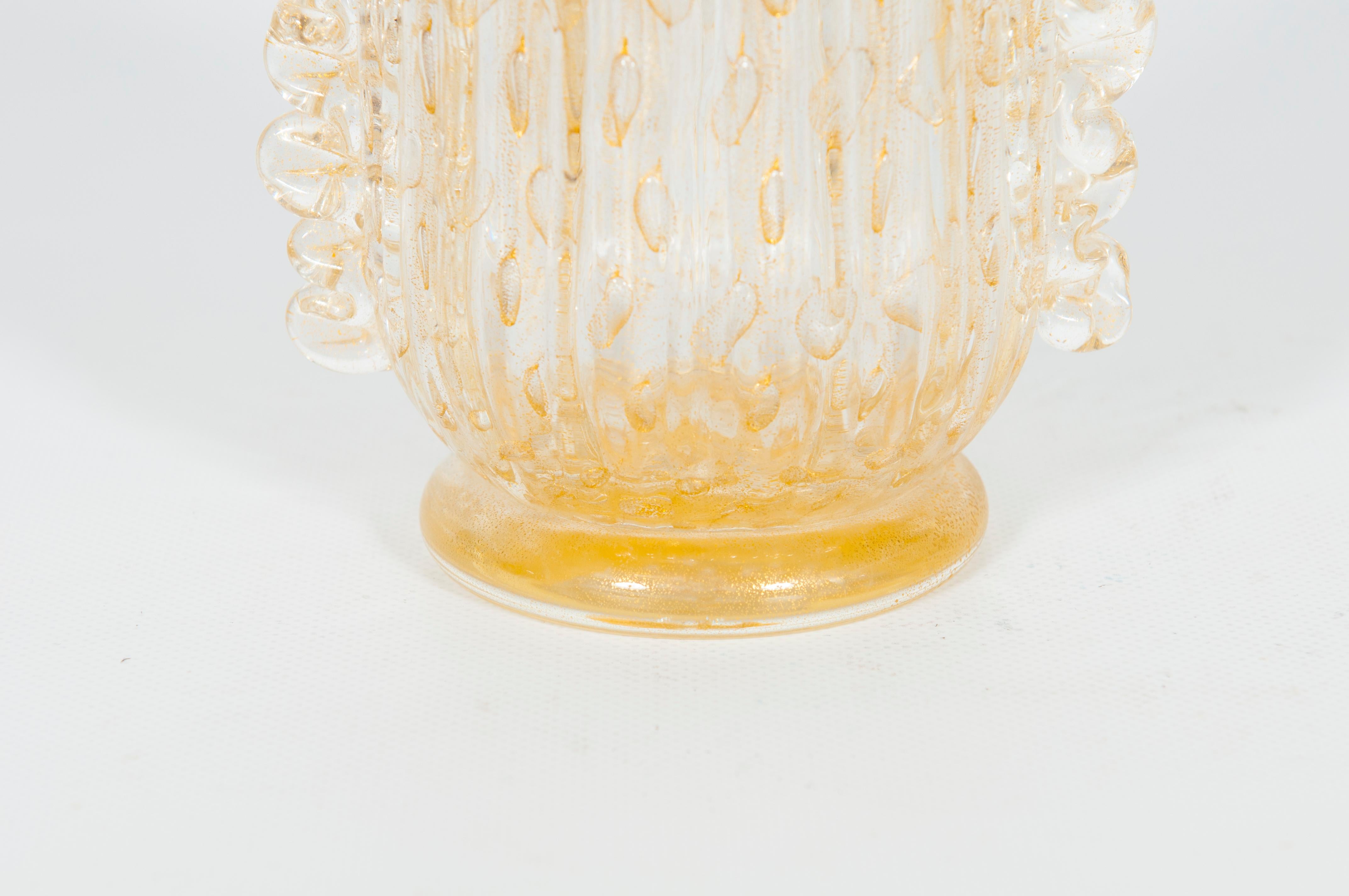 Zwei Vintage-Vasen aus Muranoglas mit Sommerso-Gold, Barovier, 1960er Jahre, Paar im Angebot 2