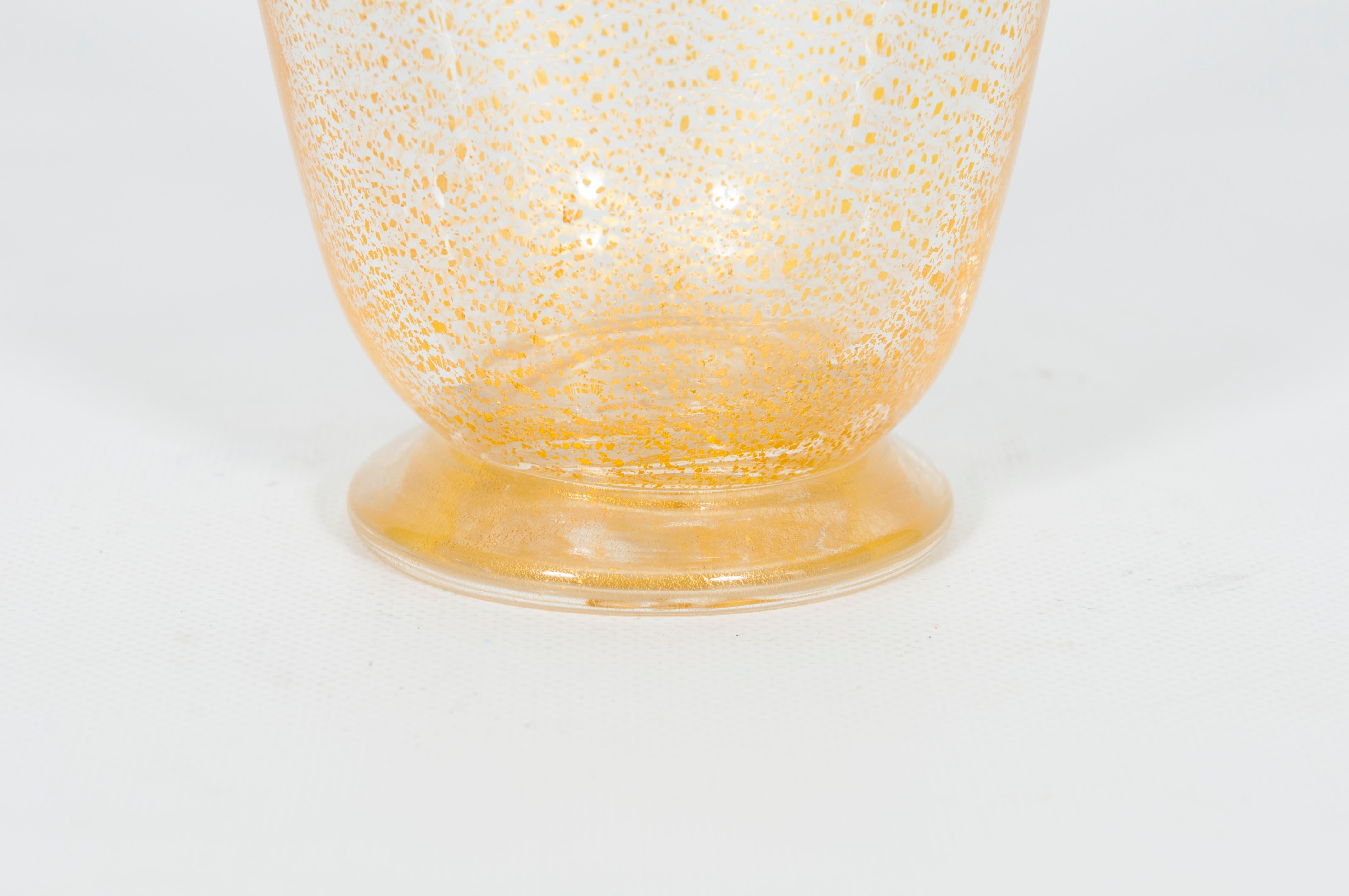 Vintage Pair of Murano Glass Bubble Vases with Sommerso Gold, 1960s Barovier For Sale 7