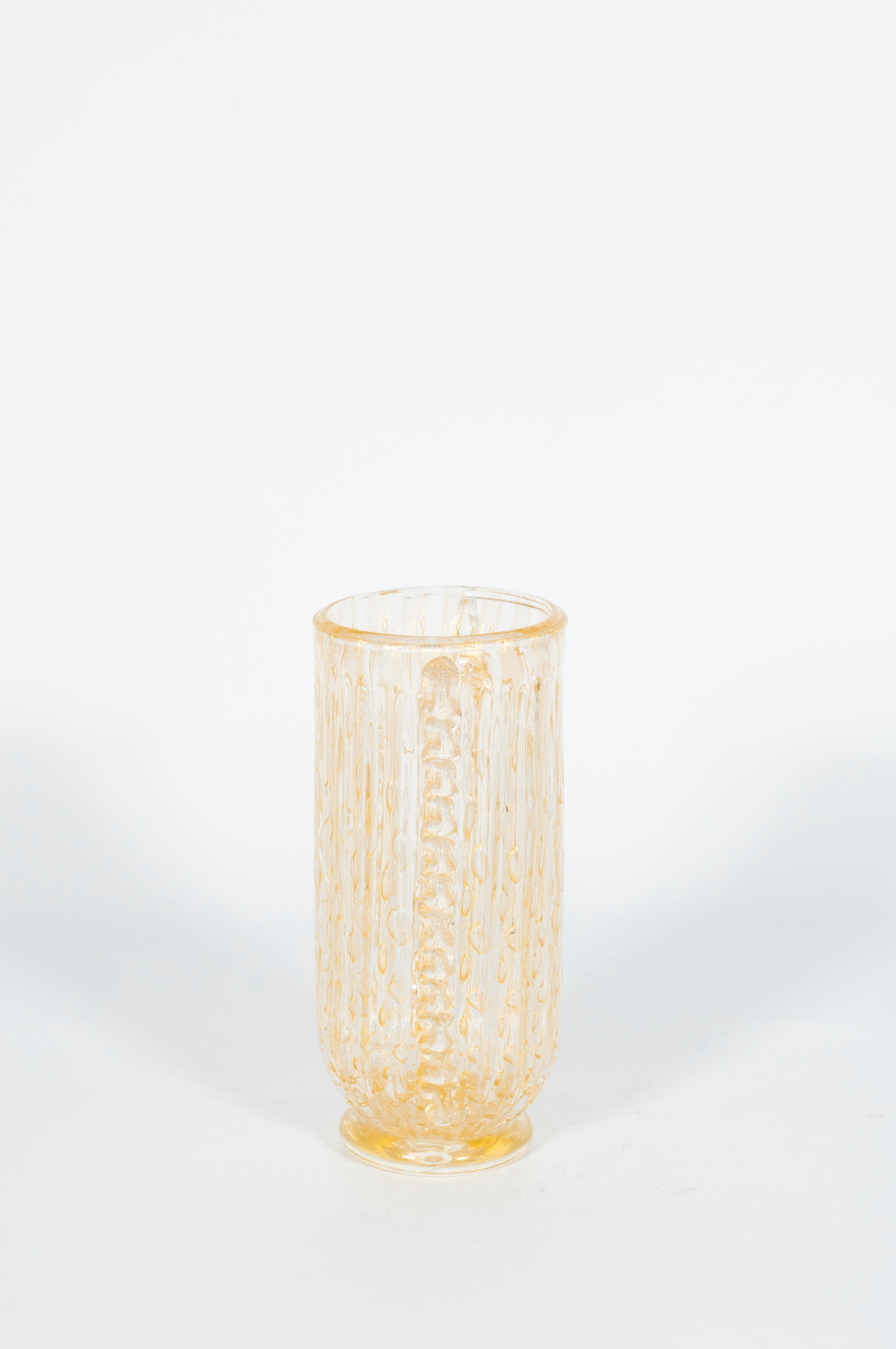 Zwei Vintage-Vasen aus Muranoglas mit Sommerso-Gold, Barovier, 1960er Jahre, Paar (Glaskunst) im Angebot