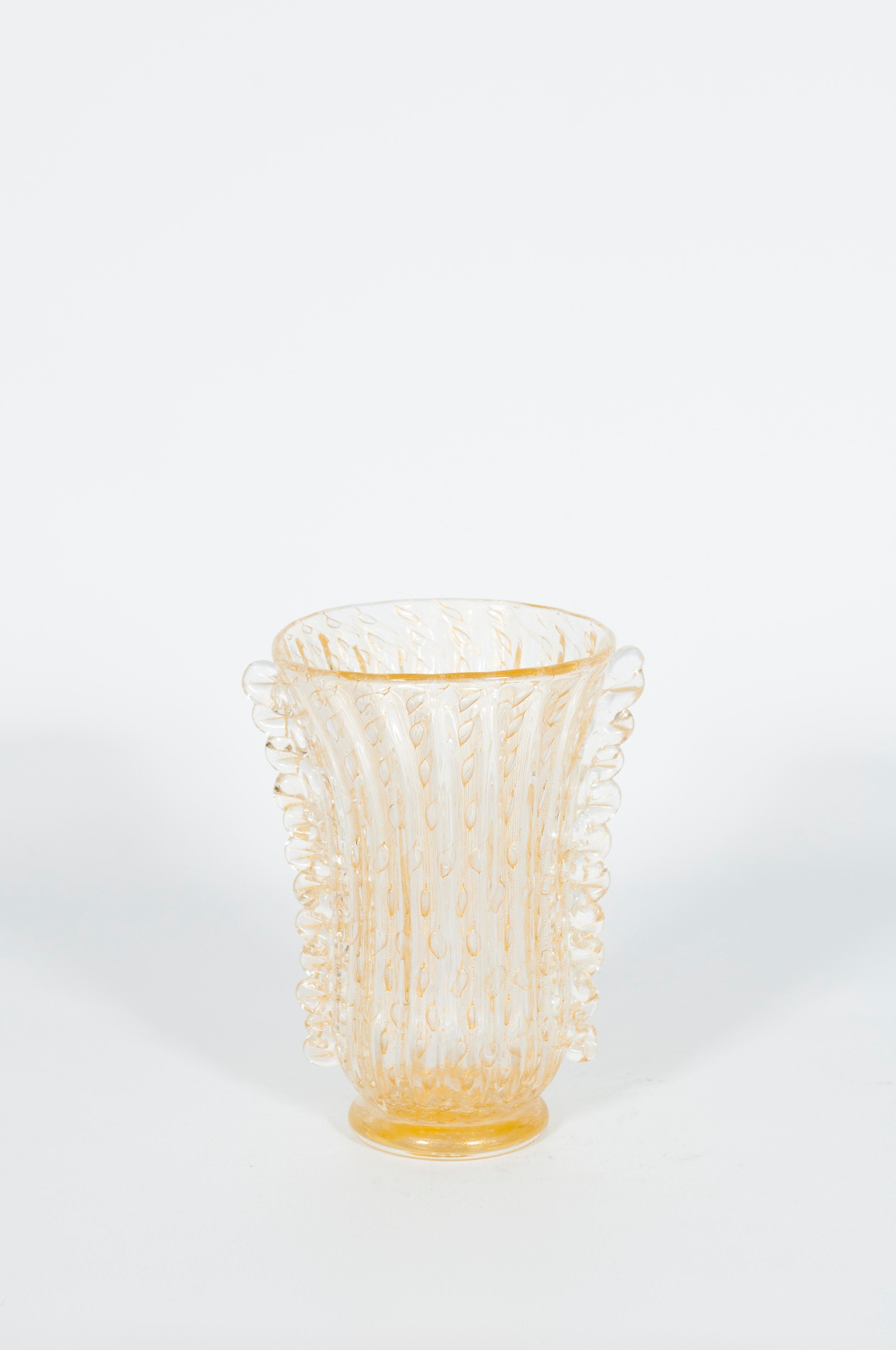Zwei Vintage-Vasen aus Muranoglas mit Sommerso-Gold, Barovier, 1960er Jahre, Paar im Angebot 1