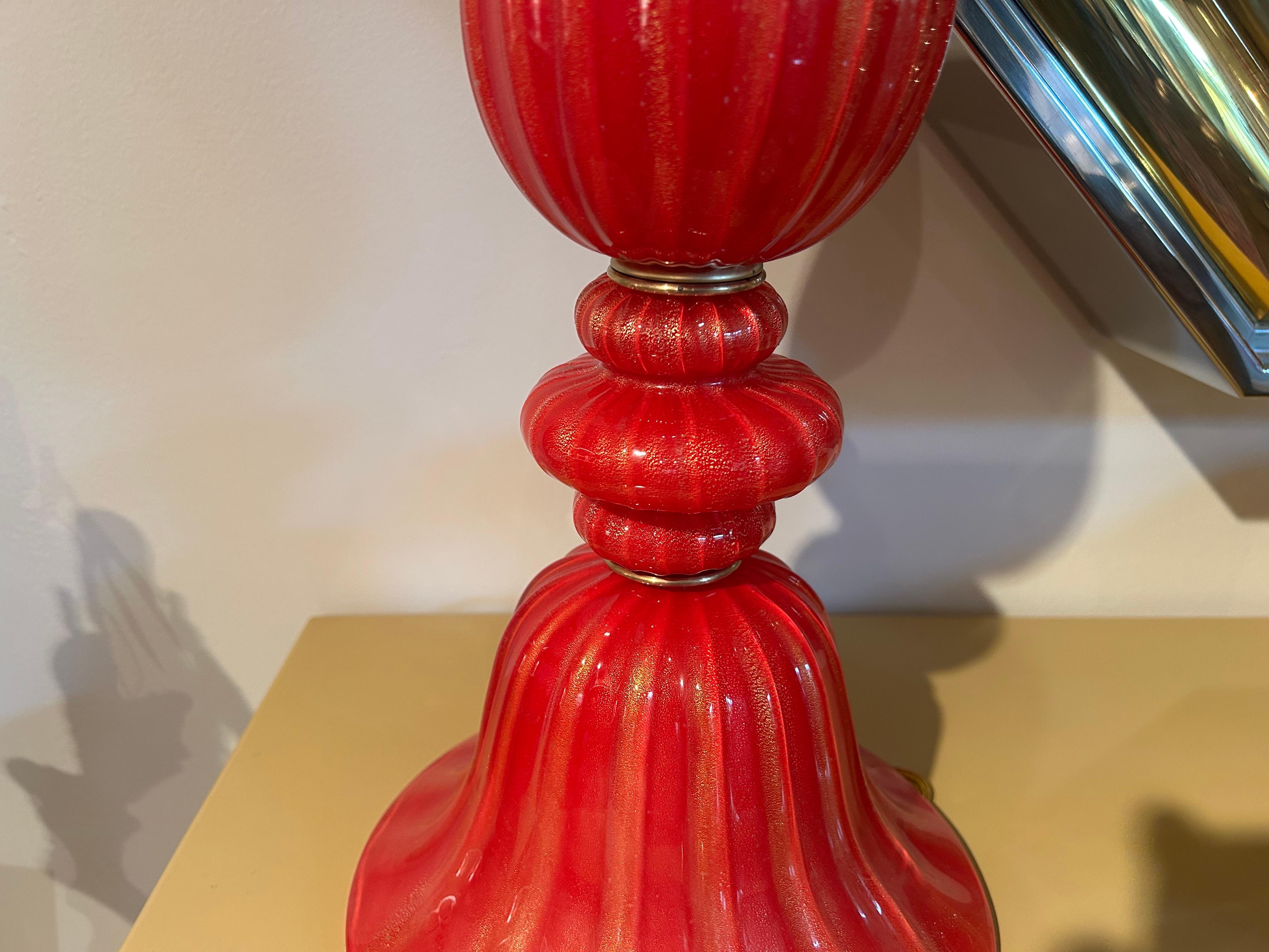 Vintage Pair Of Murano Glass Lamps For Sale 4