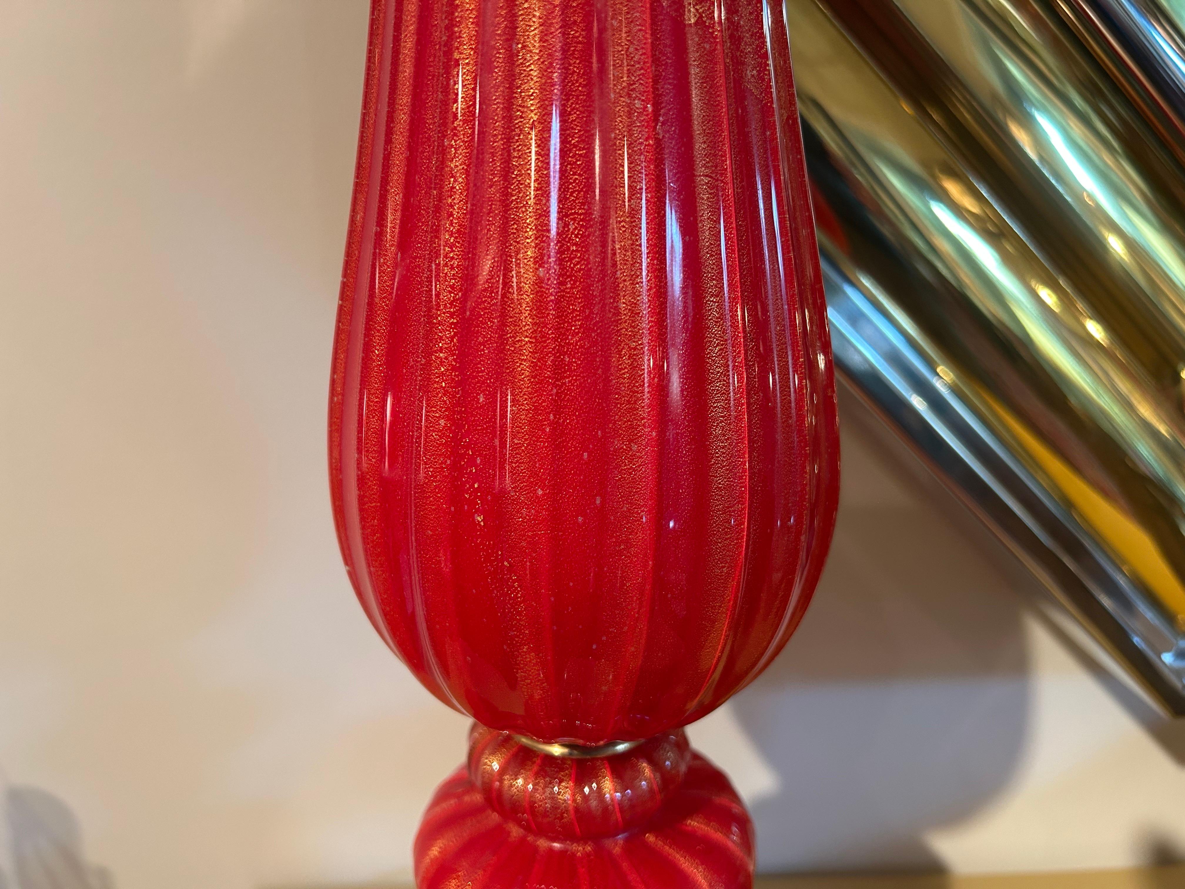 Vintage Pair Of Murano Glass Lamps For Sale 11