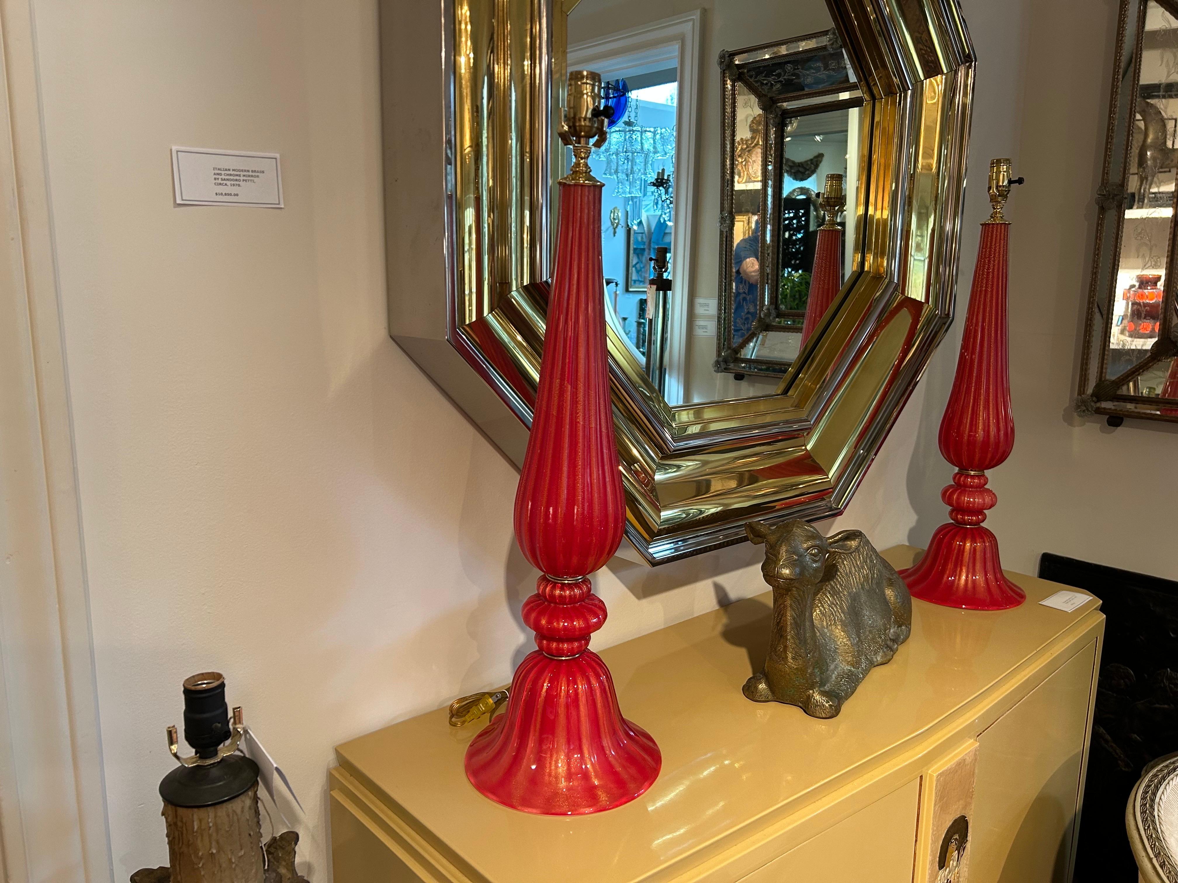 Vintage Pair Of Murano Glass Lamps For Sale 3
