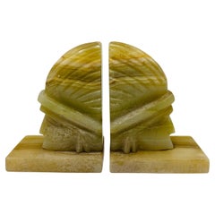 Vintage Pair of Native American Profile Onyx Stone Bookends