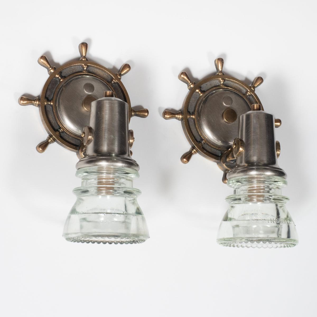 American Vintage Pair of Nautically Themed Sconces For Sale