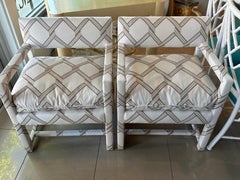 Vintage Pair of Newly Upholstered Palm Beach Club Parsons Arm Chairs Armchairs