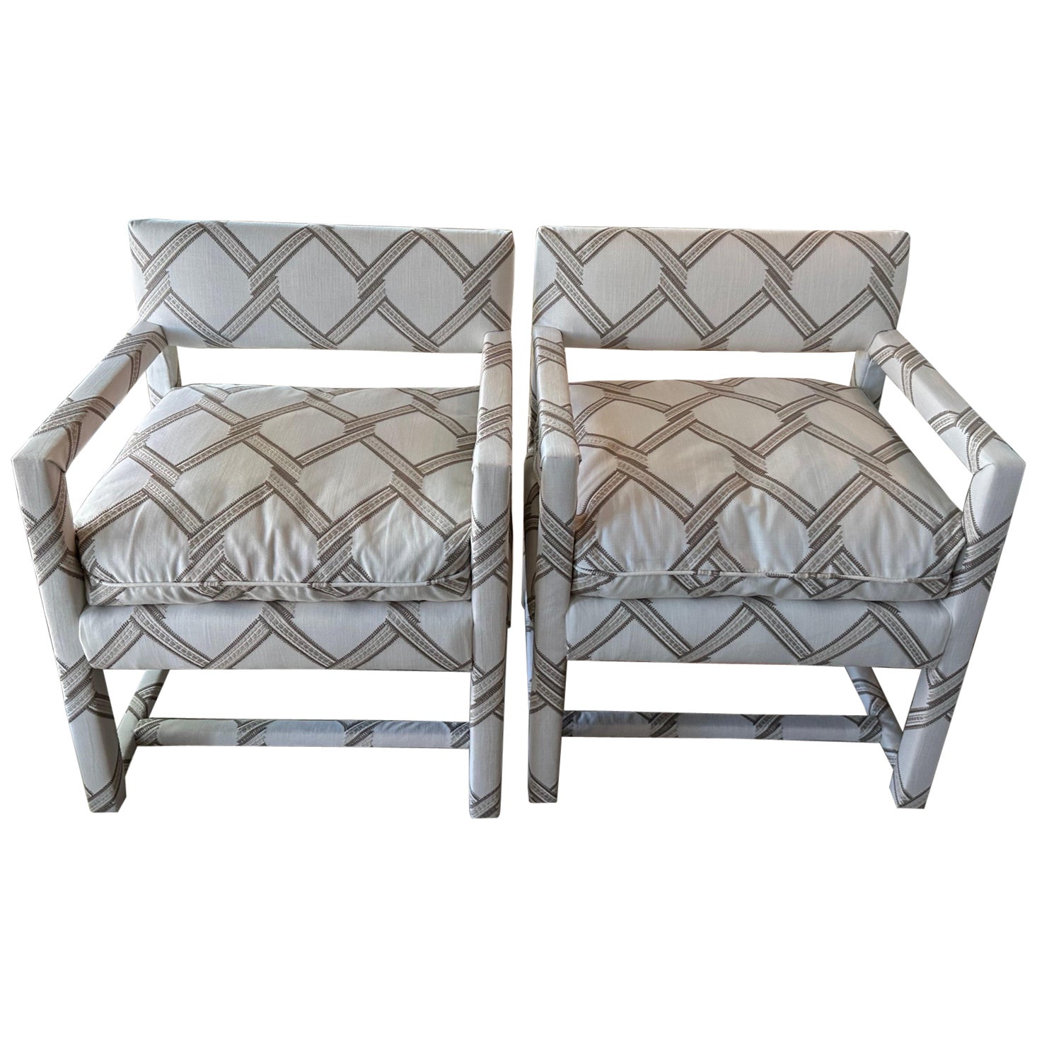 Paire de fauteuils vintage Parsons de Palm Beach Club récemment tapissés