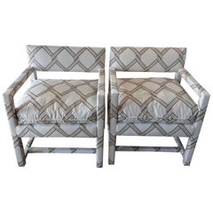 Paire de fauteuils vintage Parsons de Palm Beach Club récemment tapissés