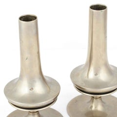 Vintage Pair of Nicle-Plated Candlesticks, Germany, Early 20th Century