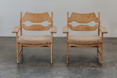 Ein Vintage-Paar „Razor“-Lounge-Sessel aus Eiche und Lammfell aus Dänemark, um 1970