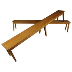 Vintage Pair of Oak Benches from France, circa 1970