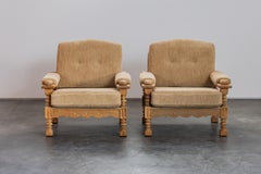 Vintage Pair Of Oak Lounge Chairs From Denmark, Circa 1960