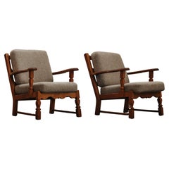 Paar Vintage-Loungesessel aus Eichenholz aus Dänemark, um 1970