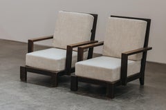Vintage Pair Of Oak Lounge Chairs From France, Circa 1960