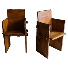 Vintage Pair of Oak Side Chairs from France, circa 1950