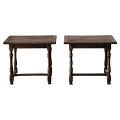 Vintage Pair of Oak Side Tables from France, circa 1950