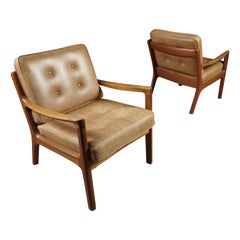 Vintage Pair of Ole Wanscher Lounge Chairs Model Senator, from Denmark, 1970s