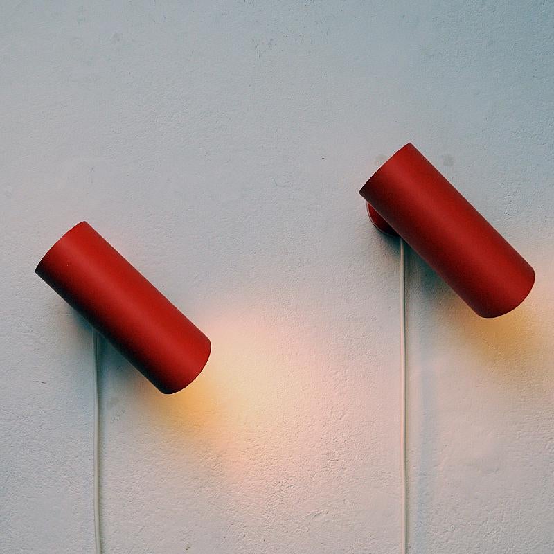 Vintage Pair of Orange Metal Wall Sconces by Svend Middelboe, Denmark, 1960 5